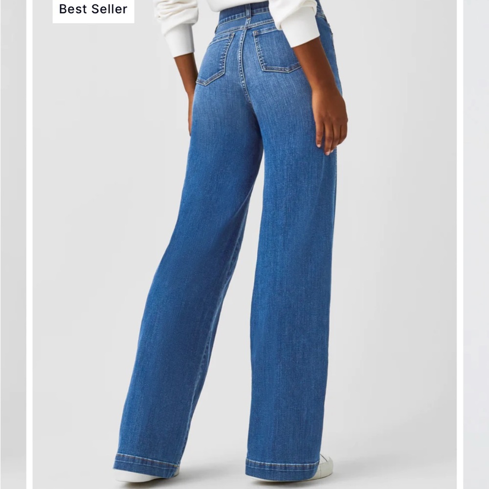 Spanx, NWT Best Seller, Seamed Front, Wide Leg Jeans, in Vintage Indigo -Large